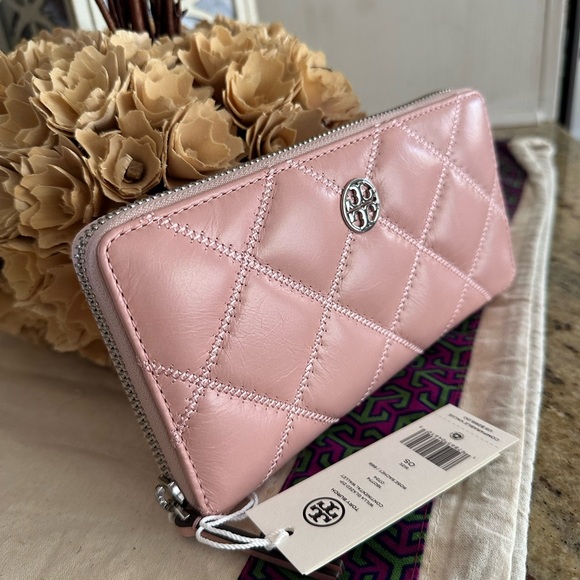 New Tory burch WILLA GLAZED ZIP CONTINENTAL WALLET ROSE SACHET - Picture 8 of 8